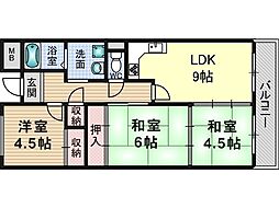 エクセレンス茨木 3DKの間取図画像