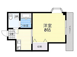薩摩マンションNo.9 1Kの間取図画像