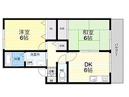 ルミエール橋本 2DKの間取図画像