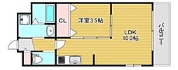 ExcellentKishibe 1LDKの間取図画像
