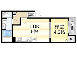ポラリス摂津L 1LDKの間取図画像