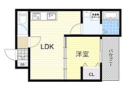 茨木市下穂積2丁目アパート 1LDKの間取図画像