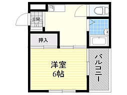 エクセレント中村 1Kの間取図画像