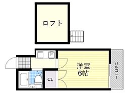アルデール富田 1Kの間取図画像