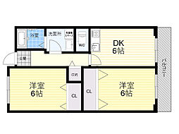 千里ロイヤルハイツ 2DKの間取図画像