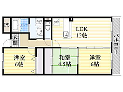 グレース水尾 3DKの間取図画像
