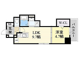 D'TOWER城北 1DKの間取図画像