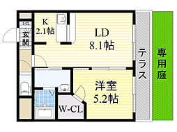 グランディール春日 1LDKの間取図画像