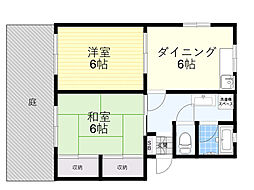 エクセル小西D棟 2DKの間取図画像