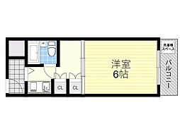 レナジア南摂津 1Kの間取図画像