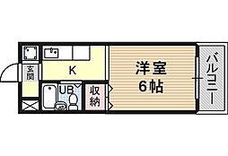 ゼンコウコーポラス2号棟 1Kの間取図画像