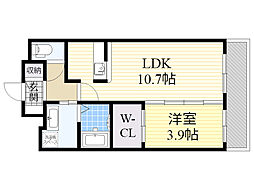 ハニーハウス 1LDKの間取図画像