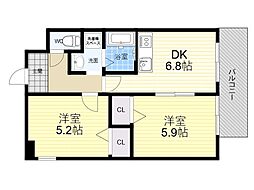 ショーシコン壱番館 2DKの間取図画像