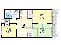 鮎川ハイツ 3DKの間取図画像