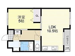 田村マンション 1LDKの間取図画像