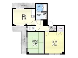 コスモハイツ3 2DKの間取図画像