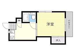 茨木フラワーハイツ第3フラワーハイツ 1Kの間取図画像