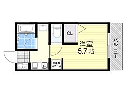 ルミナス岸部 1Kの間取図画像