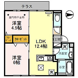 FLAIR桑田 2LDKの間取図画像