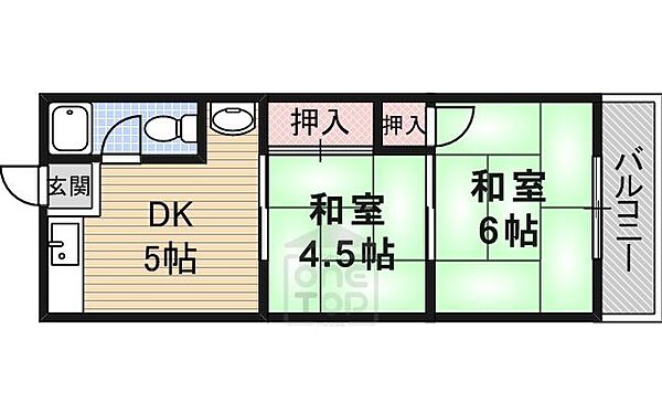 大阪府茨木市大池１丁目(賃貸マンション2DK・4階・33.00㎡)の写真 その2