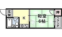 コーポモリタ 1階1Kの間取り