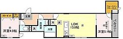 D-Room我孫子西 3階2LDKの間取り