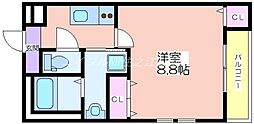 フジパレス杉本町駅西V番館 1階1Kの間取り