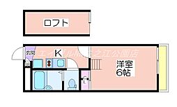レオパレス南加賀屋 1Kの間取図画像