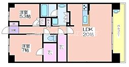 大阪ベイレジデンス 2LDKの間取図画像
