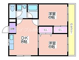 マンションマウンテン御崎 2DKの間取図画像