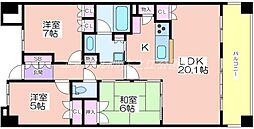 リバーガーデンコスモスクエア 3LDKの間取図画像