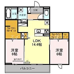 ラフォーレ 2LDKの間取図画像