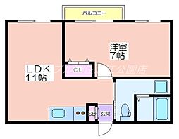 ハイツマツヤマ 1LDKの間取図画像