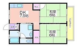 セジュール粉浜 2DKの間取図画像