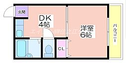 ハイツローズ 1DKの間取図画像