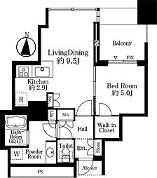 ワールドシティタワーズブリーズタワーB2棟 1LDKの間取図画像
