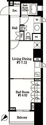グランスイート代々木 1DKの間取図画像
