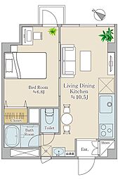 ジャパンハイツ方南 1LDKの間取図画像