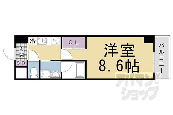 アミティエ山科 406｜京都府京都市山科区御陵中内町(賃貸マンション1K・4階・28.80㎡)の写真 その2