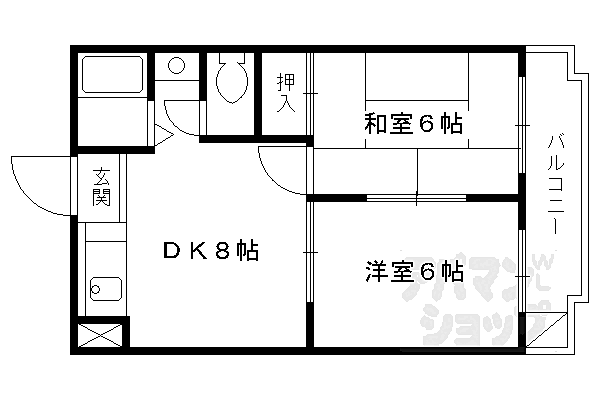 京都府京都市伏見区醍醐岸ノ上町(賃貸マンション2DK・3階・39.60㎡)の写真 その2