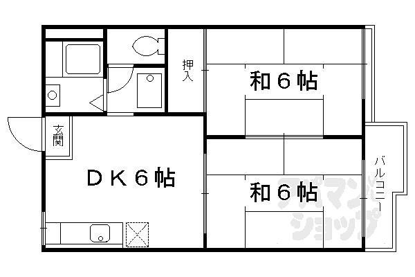 京都府京都市伏見区深草下横縄町(賃貸アパート2DK・2階・35.00㎡)の写真 その2