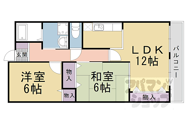 滋賀県大津市堅田1丁目(賃貸アパート2LDK・1階・57.00㎡)の写真 その2