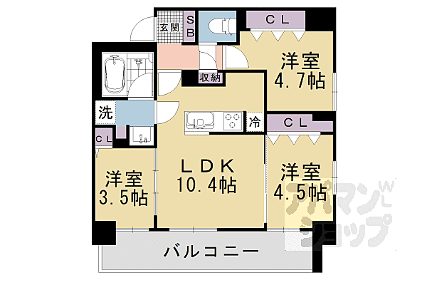 ブランシエスタ山科大塚 305｜京都府京都市山科区大塚中溝(賃貸マンション3LDK・3階・54.00㎡)の写真 その2