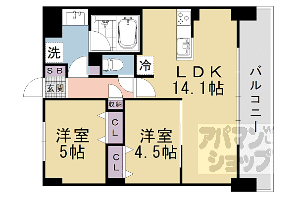 ブランシエスタ山科大塚 203｜京都府京都市山科区大塚中溝(賃貸マンション2LDK・2階・52.86㎡)の写真 その2