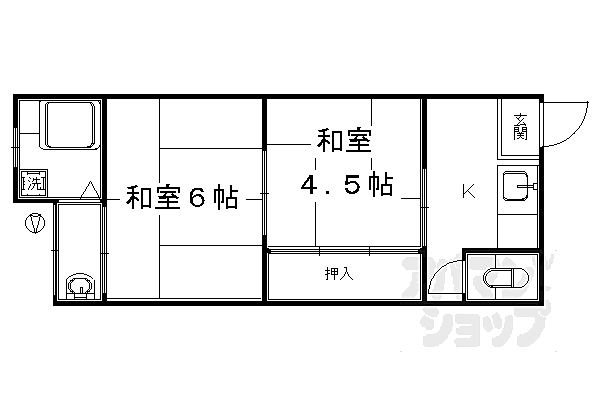 京都府京都市南区久世上久世町(賃貸アパート2K・2階・30.00㎡)の写真 その2