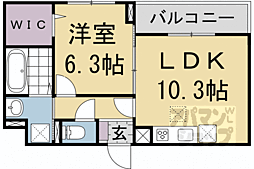 JR東海道・山陽本線 向日町駅 徒歩33分の賃貸アパート 1階1LDKの間取り