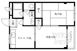京阪本線 中書島駅 徒歩7分の賃貸マンション 3階2DKの間取り