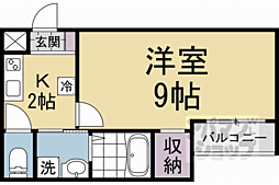 ビエノス京都伏見 1Kの間取図画像