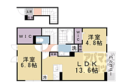 JR東海道・山陽本線 瀬田駅 徒歩22分の賃貸アパート 2階2LDKの間取り