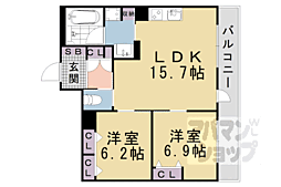 インサイトルポ山科新十条 4階2LDKの間取り